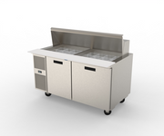 Randell 9040K-513 60" W Two-Section Two Door Reach-In Refrigerated Counter/Salad Mega Top