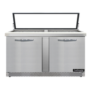 Continental Refrigerator SW60N24M-HGL-FB 60" W Two-Section Two Door Mighty Top Sandwich Unit with Hinged Glass Lid