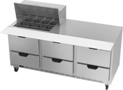 Beverage Air SPED72HC-12M-6 72" W Three-Section Six Drawer Mega Top Refrigerated Counter