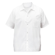 Winco UNF-1WM White Broadway Chef Shirt with Single Chest Pocket