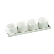 CAC China DT-SQ10 Super White Porcelain Round Gourmet Collection Tray and Bowl Set (10 Set Per Case)