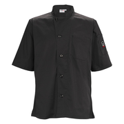 Winco UNF-9KM Black Broadway Ventilated Shirt with Chest Pocket