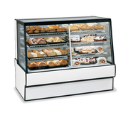Federal Industries SGR5048DZ 50.3" W Curved Glass High Volume Vertical Dual Zone Bakery Case Refrigerated Left Non-Refrigerated Right