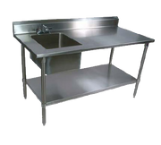 John Boos EPT6R5-3060SSK-L 60"W x 30"D x 40-3/4"H Stainless Steel Work Table with Prep Sink