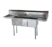 Turbo Air TSCS-3-21 54" - 62" Stainless Steel 3 Compartment Sink