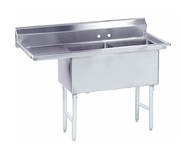 Advance Tabco FC-2-1824-24L-X 54" - 62" 16-Gauge Stainless Steel Two Compartment Left Drain Fabricated Sink