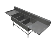 John Boos 43PB1824-2D18 3 Compartment Left & Right Drain Pro-Bowl Sink 93-1/4"W x 29-1/2"D x 44-1/16"H