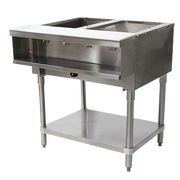 Advance Tabco WB-2G-NAT-X 2 Pan Natural Gas Water Bath Hot Food Table Open Base - 15,000 BTU