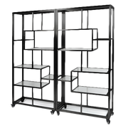 Eastern Tabletop ST1760MB 71”W x 14”D x 73”H Square Black Stainless Steel Square Mobile Back Bar Display