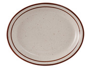 Tuxton TBS-914 Ceramic American White/Eggshell With Brown Speckle Oval / Oblong Platter (1 Dozen)