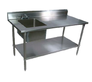 John Boos EPT6R5-3072SSK-L 72"W x 30"D x 40-3/4"H Stainless Steel Work Table with Prep Sink