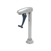 T&S Brass B-1220 Glass Filler Faucet pedestal push back single deck mounted adjustable flange volume regulator blue lean arm instant shut-off 3/8"