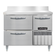 Continental Refrigerator DLFA43-SS-BS-D 43"W Two Drawer and One Door Designer Line Freezer Base Worktop Unit With 5 1/2"H Backsplash