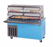 Piper Products R6-CM 96"L x 30"W x 36"H (6) Pan Size Stainless Steel Top Mobile Modular Enclosed Base Refrigerated Cold Pan Unit Reflections Serving Counter