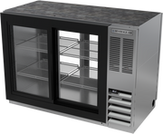 Beverage Air BB48HC-1-GS-F-PT-S 48"W Two-Section Glass Door Refrigerated Pass-Thru Food Rated Back Bar Storage Cabinet