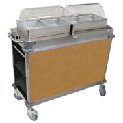 Cadco CBC-HH-L1-4 52.75" W Chestnut Stainless Steel Electric MobileServ Junior Mobile Hot Buffet Cart - 120 Volts