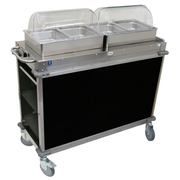 Cadco CBC-HH-L6-4 52.75" W Black Stainless Steel Electric MobileServ Junior Mobile Hot Buffet Cart - 120 Volts