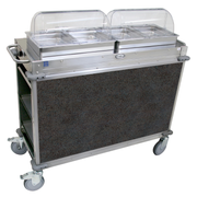 Cadco CBC-HH-L3 52.75" W Gray Stainless Steel Electric MobileServ Junior Mobile Hot Buffet Cart - 120 Volts