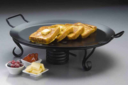 American Metalcraft GS18 18" W x 4.25" H Round Wrounght Iron Black Griddle with Stand - (1 Set)