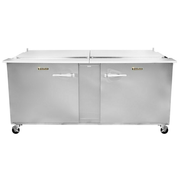Traulsen UST7230LR-0300 72" W Two-Section Reach-In Dealer's Choice Compact Prep Table Refrigerator with low profile flat cover