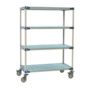 Metro X566PG4 Metromax 4 Mobile Shelving Unit Four Tier 60"W x 68"H (4) Open Grid Polymer Shelves With Removable Shelf Mats Unit Load Capacity of 750 Lbs.
