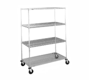 Metro N556AC 48" W Chrome Shelves & Chrome Plated Posts 600 Lbs. Capacity Super Erecta Stem Caster Cart Wire