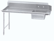 Advance Tabco DTS-S70-72L-X 71" W x 44" H x 30" D 16 Gauge Stainless Steel Legs Special Value Straight-Soil Dishtable