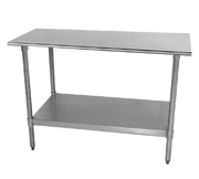 Advance Tabco TT-248-X 96" W x 24" D 18 Gauge 430 Stainless Steel Top Galvanized Adjustable Undershelf Work Table