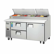 Everest Refrigeration EPPR2-D2 71" W Two-Section One Door One Door Drawered Pizza Prep Table