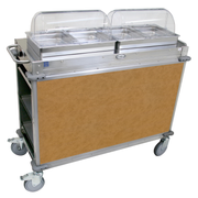 Cadco CBC-HH-L1 52.75" W Chestnut Stainless Steel Electric MobileServ Junior Mobile Hot Buffet Cart - 120 Volts