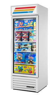 True GDM-23-HC~TSL01 White Aluminum Interior Powder Coated Exterior 1 Low-E thermal Glass Hinged Doors Refrigerated Merchandiser - 115 Volts