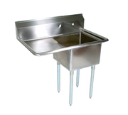 John Boos E1S8-18-12L18 36" - 39" 18-Gauge Stainless Steel One Compartment E-Series Sink With Left-Hand Drainboard 12" Deep