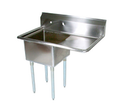 John Boos E1S8-1824-14R24 40" - 53" 18-Gauge Stainless Steel One Compartment E-Series Sink With Right-Hand Drainboard 14" Deep