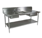 John Boos EPT6R10-DL2B-72L 16-Gauge Two Compartment Prep Table Sink Unit 72"W x 30"D x 45-3/4"H