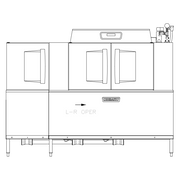 Hobart CLPS86EN-ADV+BUILDUP Low Temp Conveyor Dishwasher With Booster Heater 0.39 Gallon and Rack Stainless Steel Enclosure Panels