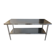 NBR Equipment TS-7224 72"W x 24"D x 35-3/4"H Stainless Steel 18 Gauge Premium Work Table with Undershelf