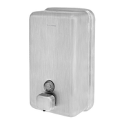 Alpine ALP423-1 40 oz. Stainless Steel Push Button Vertical Wall Mounted 304 Stainless Steel Cover with Brushed Finish Soap Dispenser