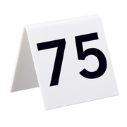 Alpine ALP493-51-75 White Acrylic Self Standing Number Cards with Black Numbering