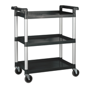 Winco UC-2415K 330 Lb. 3-Tier Black Plastic Utility Cart