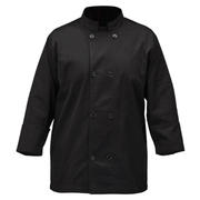 Winco UNF-6KL Tapered Fit Signature Chef Black Large Double Breasted Mulholland Chef Jacket