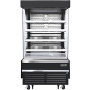 Everest Refrigeration EOMV-36-B-35-T 37 1/4" x 34 1/4" x 78" Stainless Steel Interior Vertical Open Display Merchandiser