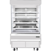 Everest Refrigeration EOMV-48-W-35-T 48" x 34 1/4" x 78" Stainless Steel Interior Vertical Open Display Merchandiser