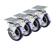 Krowne 30-107S 5" Dia. 4" x 4" Plate Swivel With Brake Economy Series Plate Caster (Set Of 4)