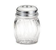 TableCraft Products 260SL 6 Oz. Swirled Glass Jar Chrome Plated Slotted Top Cheese Shaker