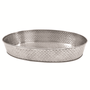 TableCraft Products GPSS129 12" W x 9" D x 1 7/8" H Oval Stainless Steel Brickhouse Collection Serving Platter
