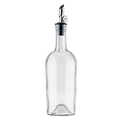 TableCraft Products 10379 17 1/2 Oz. Clear Glass With Stainless Steel Pourer Oil & Vinegar Bottle
