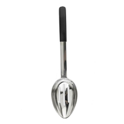 TableCraft Products AM5334BK 2 Oz. Slotted Stainless Steel Antimicrobial Spoon With Black Vinyl Coated Handle