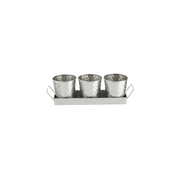 TableCraft Products 10486 14 5/8" W x 4 1/4" D x 4 1/4" H Rectangular 4-Piece Stainless Steel Lattice Collection Snack Set
