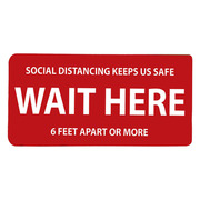 TableCraft Products 10612 6" x 12" "Wait Here" Self Adhesive Vinyl Red Floor Sign