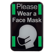 TableCraft Products 10707 6" W x 9" H "Please Wear a Face Mask" Rectangular Clear Self-Adhesive Attached To Front Plastic Black Sign